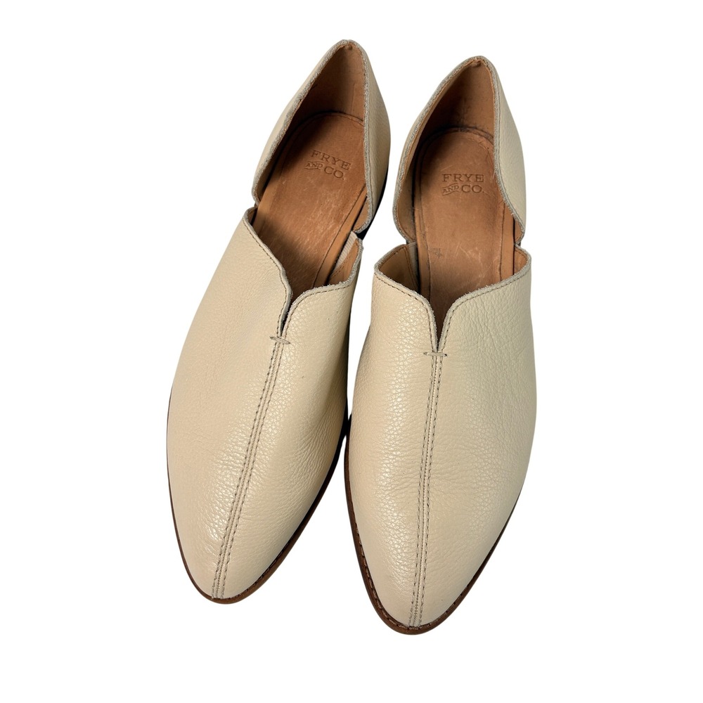 Frye and Co D'Orsay Flats Size 8.5 Cream Leather Pointed Toe Slip On Shoe